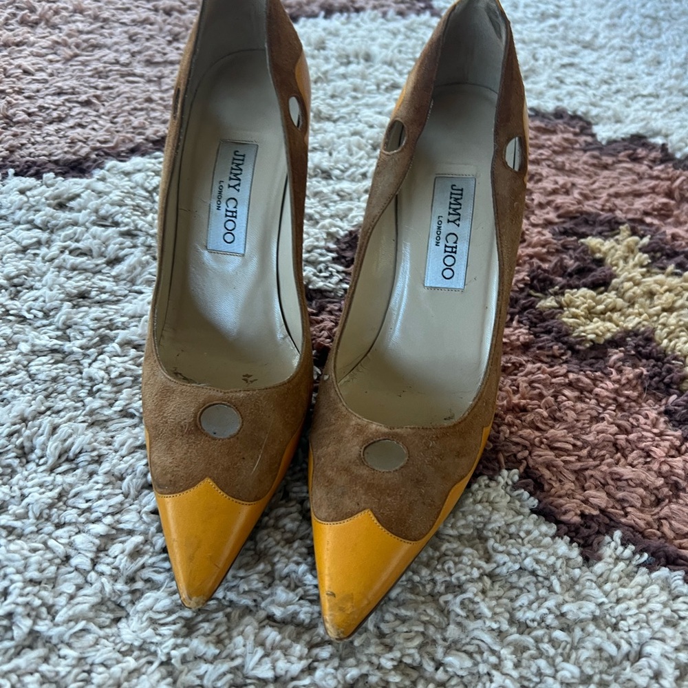 Jimmy Choo Brown and Yellow Heels